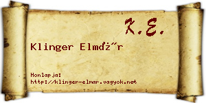 Klinger Elmár névjegykártya
